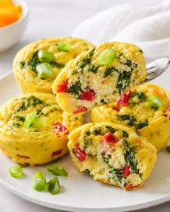 Delicious homemade egg bites loaded with veggies and creamy cottage cheese