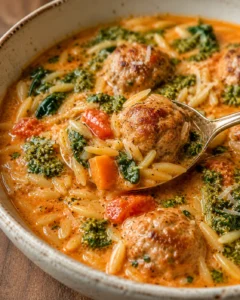 Generated image 2 for Creamy Tomato Orzo Soup with Mini Turkey Meatballs
