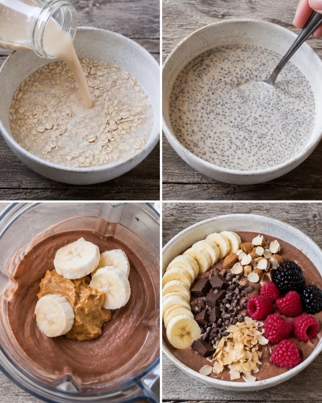 Steps to prepare colorful, protein-rich vegan breakfast bowls with smoothies and toppings.