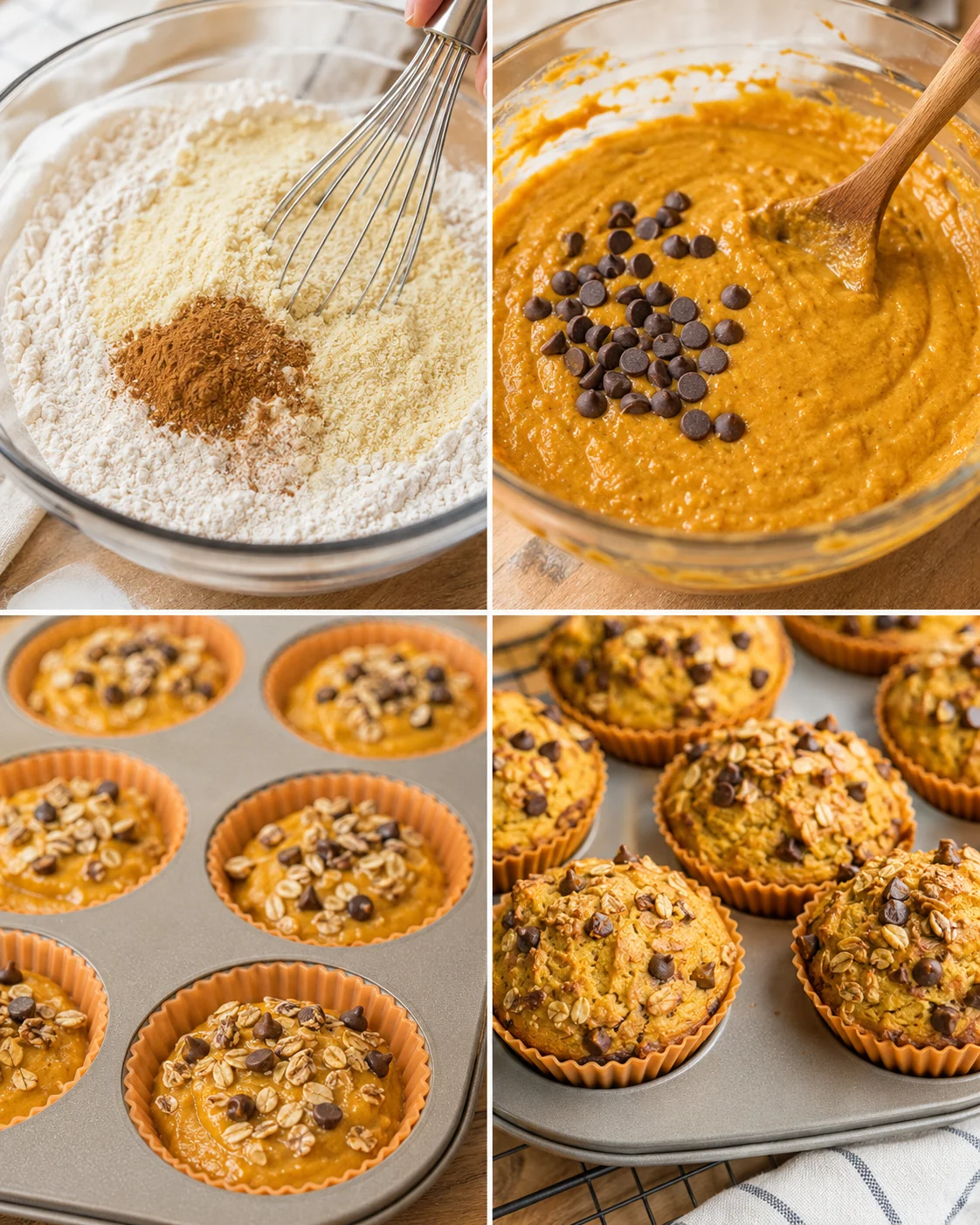 Batter mixed with chocolate chips in muffin liners ready for baking.