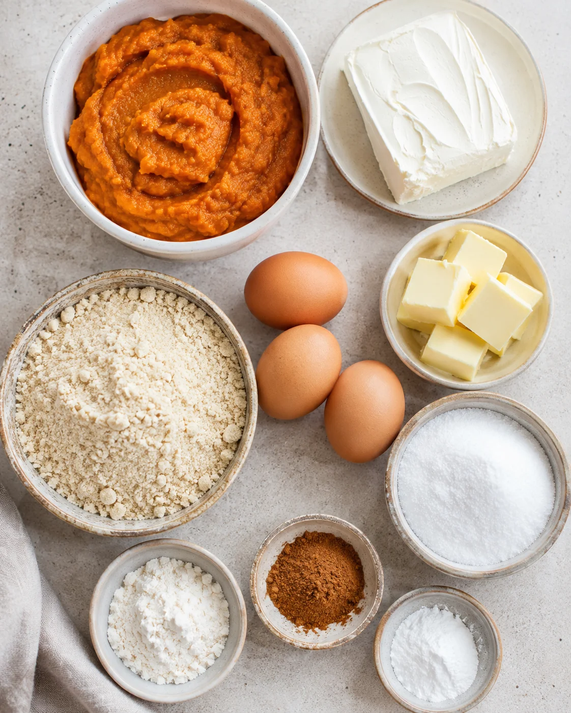 Creamy pumpkin bread with pumpkin puree, cream cheese, and almond flour ingredients