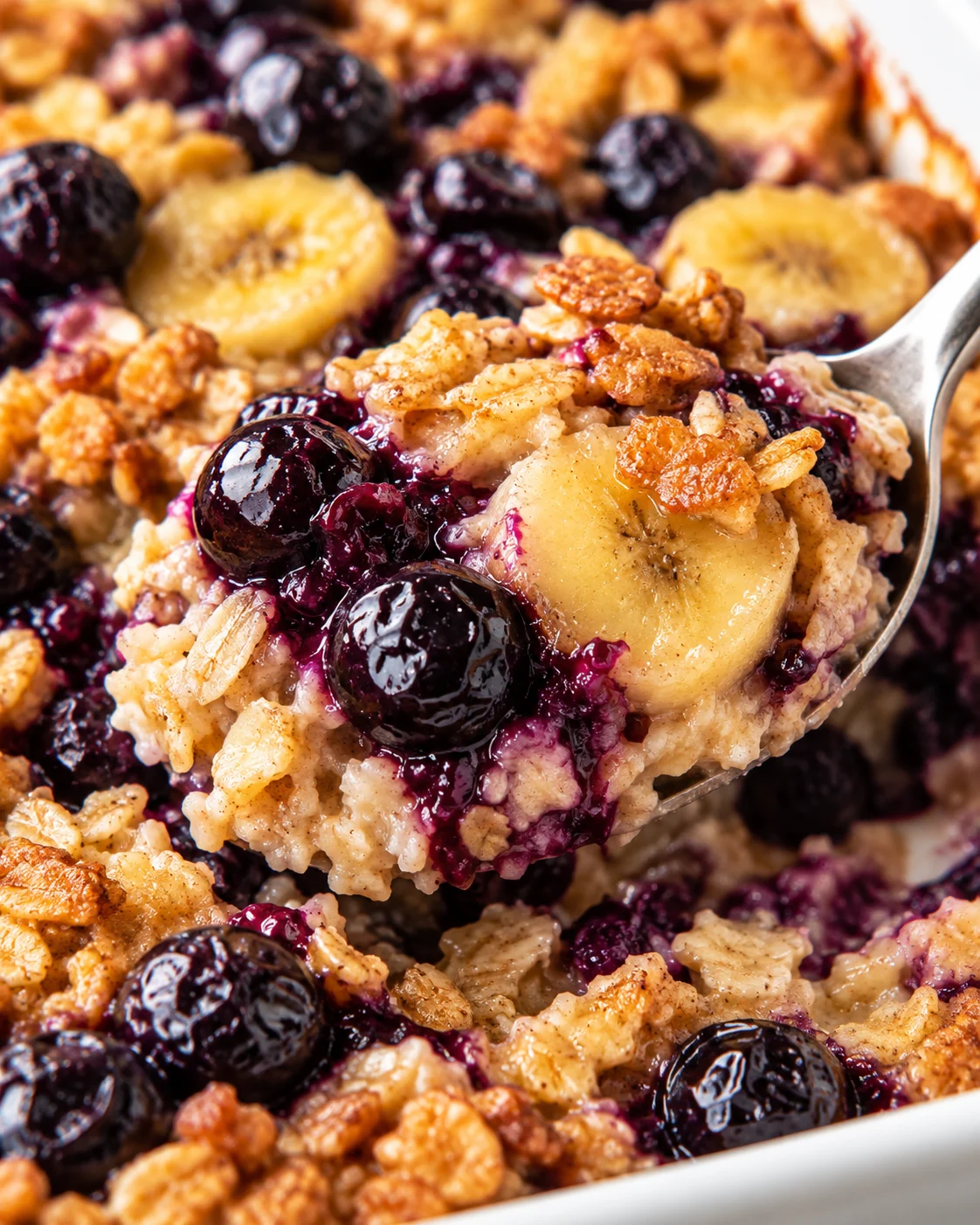 Baked Oatmeal with Blueberries and Bananas texture