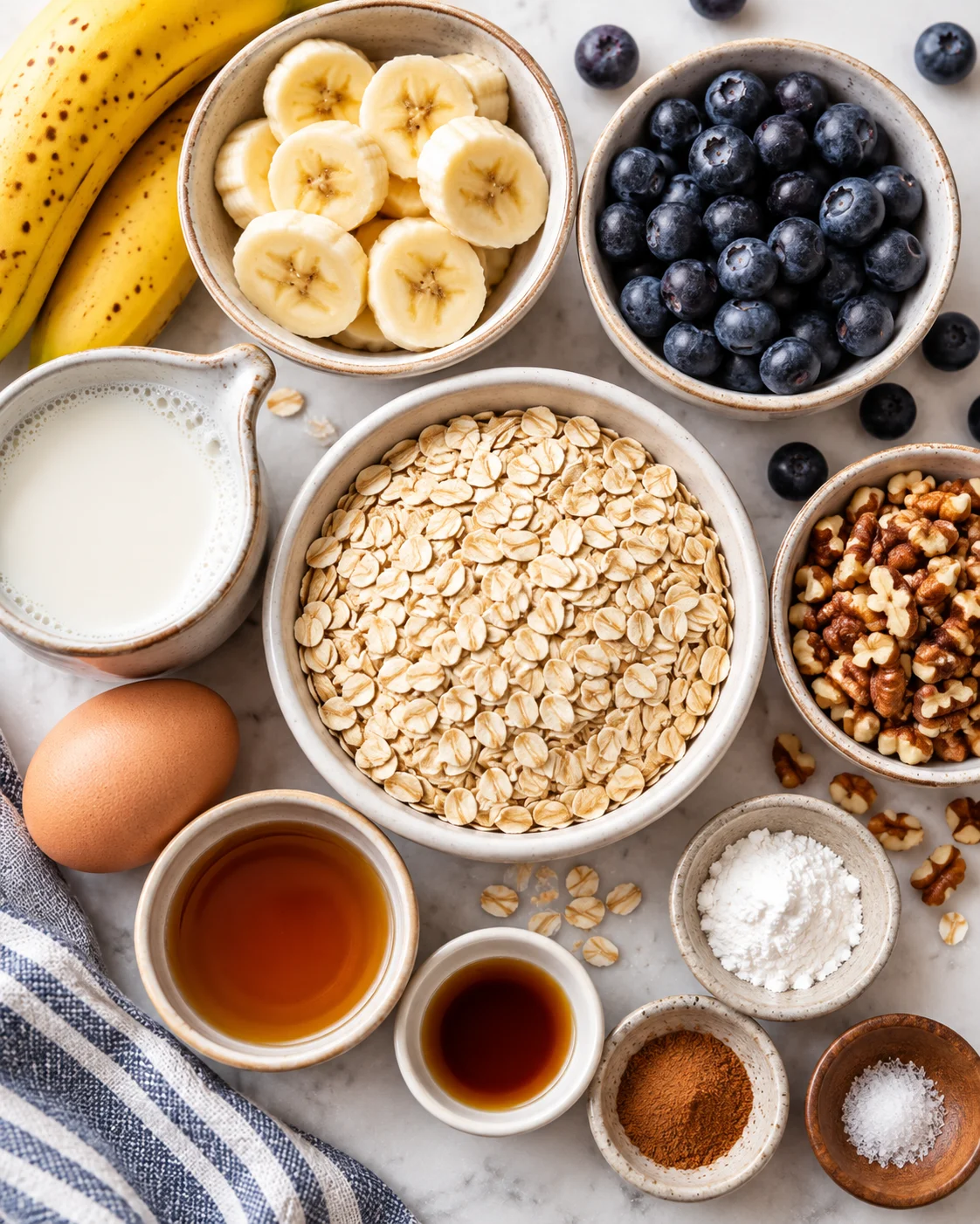 Baked Oatmeal with Blueberries and Bananas ingredients