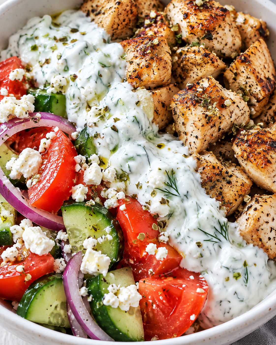 Low Carb Greek Chicken Bowls hero
