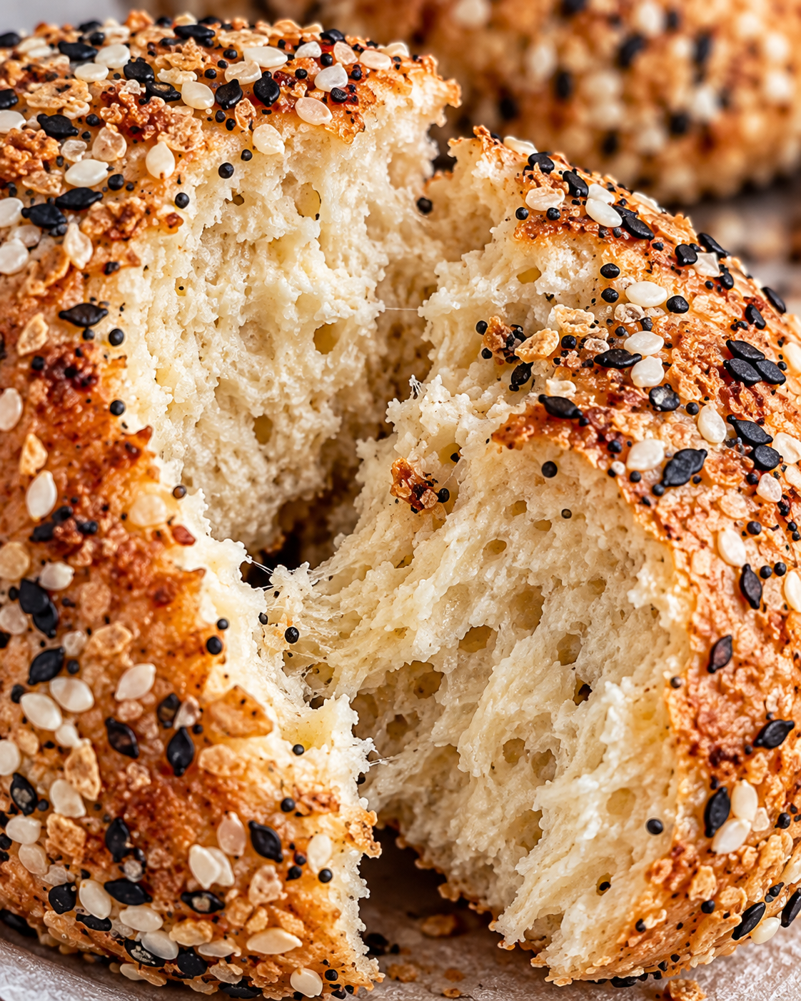 Protein Bagels with Cottage Cheese texture