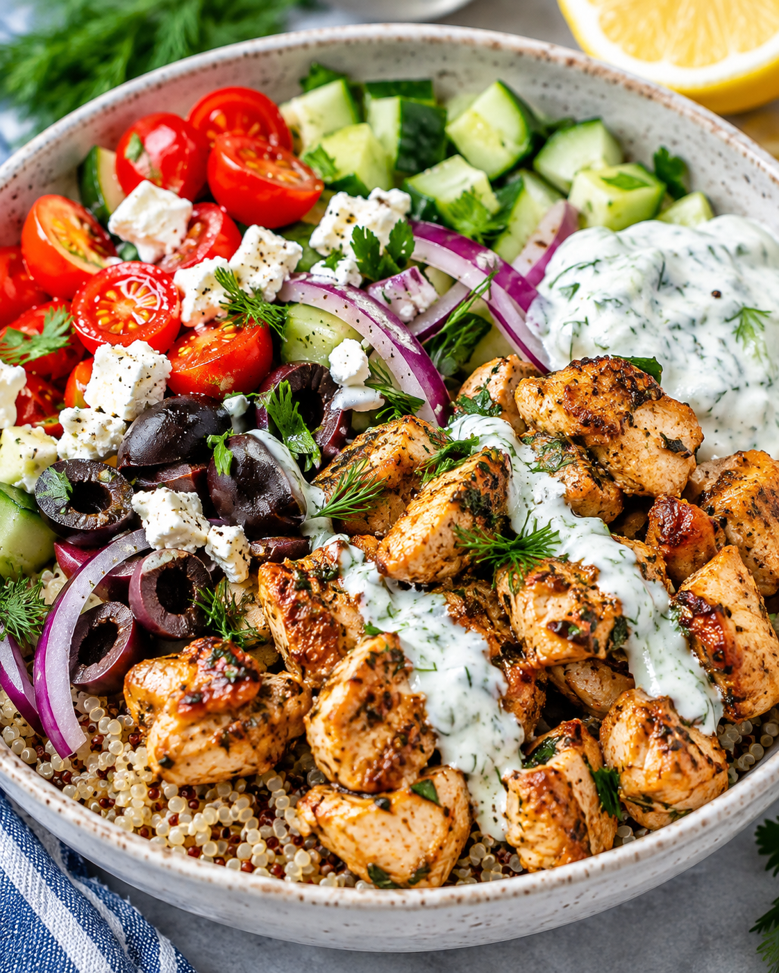 Greek Chicken Bowls texture