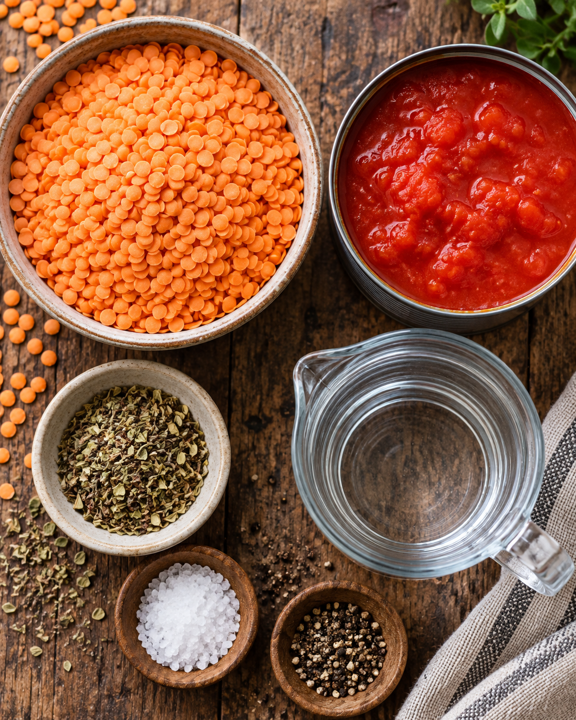 3-Ingredient Tomato Lentil Soup {vegan, high-protein, oil-free} ingredients