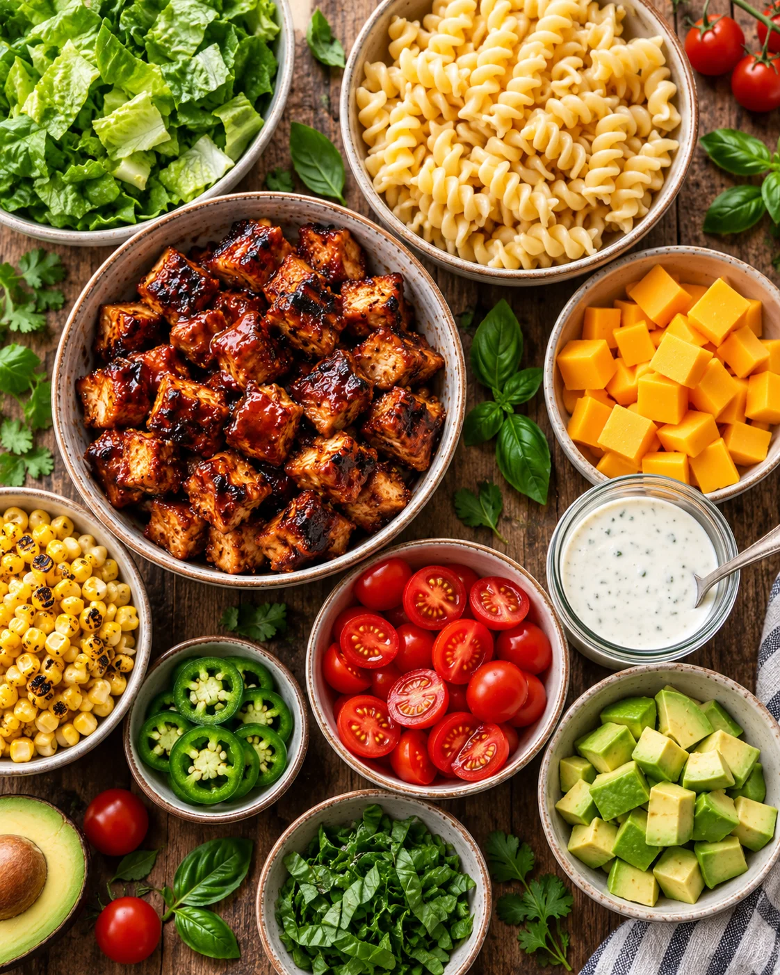 BBQ Chicken Ranch Pasta Salad. ingredients