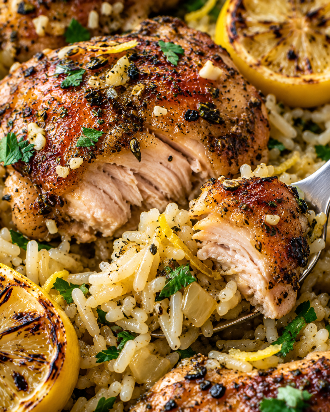 One Pot Greek Chicken and Lemon Rice texture