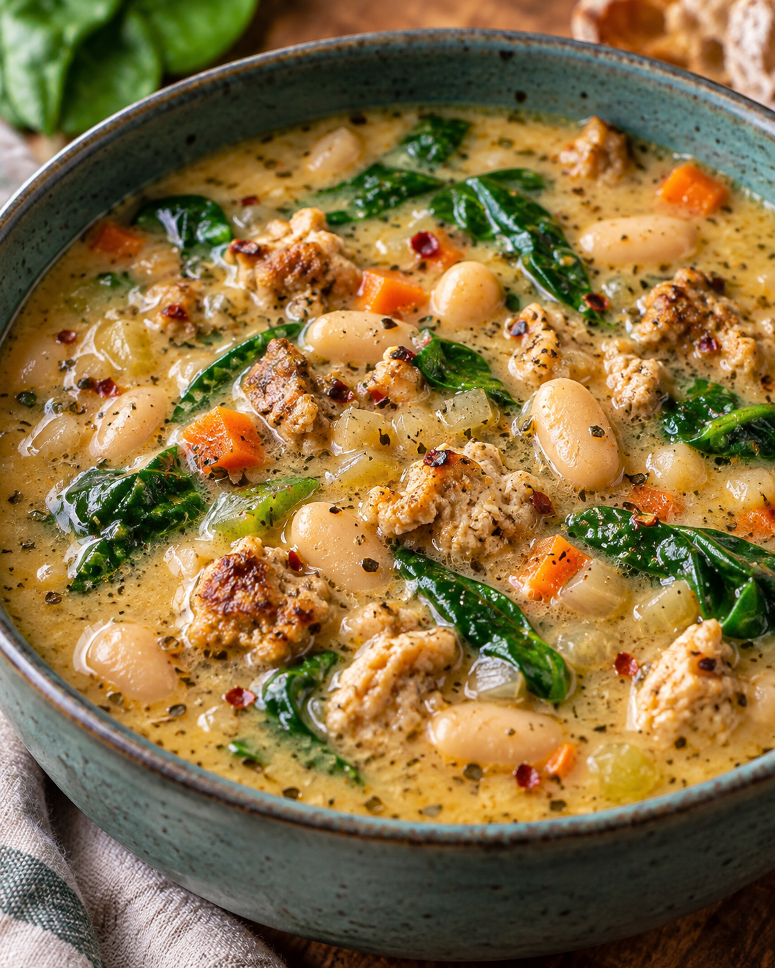 Creamy Tuscan White Bean Soup (High Protein) hero