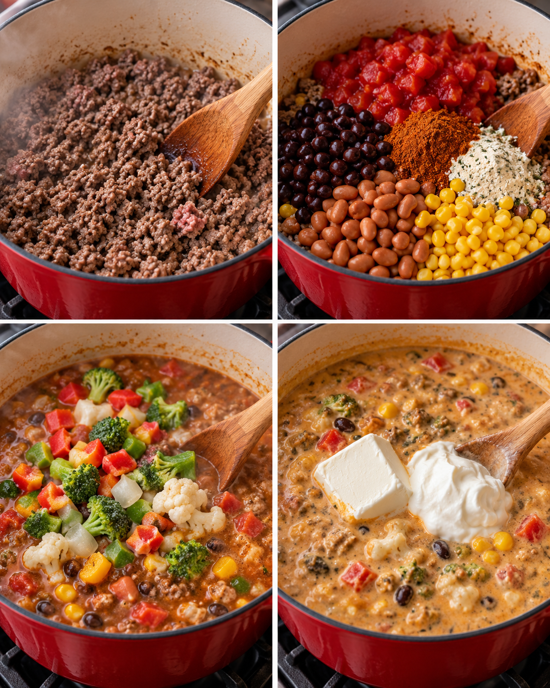 High Protein Creamy Taco Soup steps
