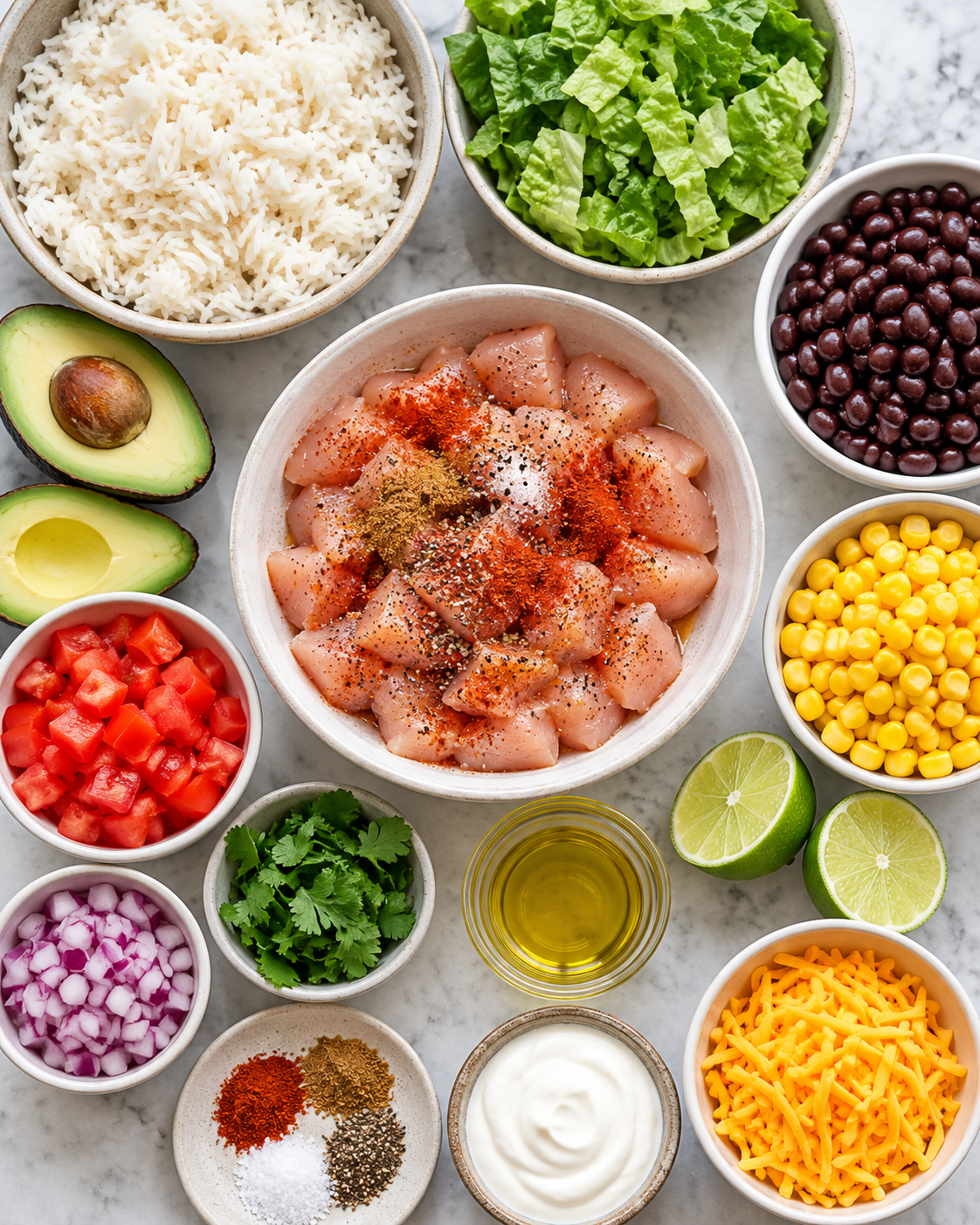 Chipotle Chicken Burrito Bowls ingredients