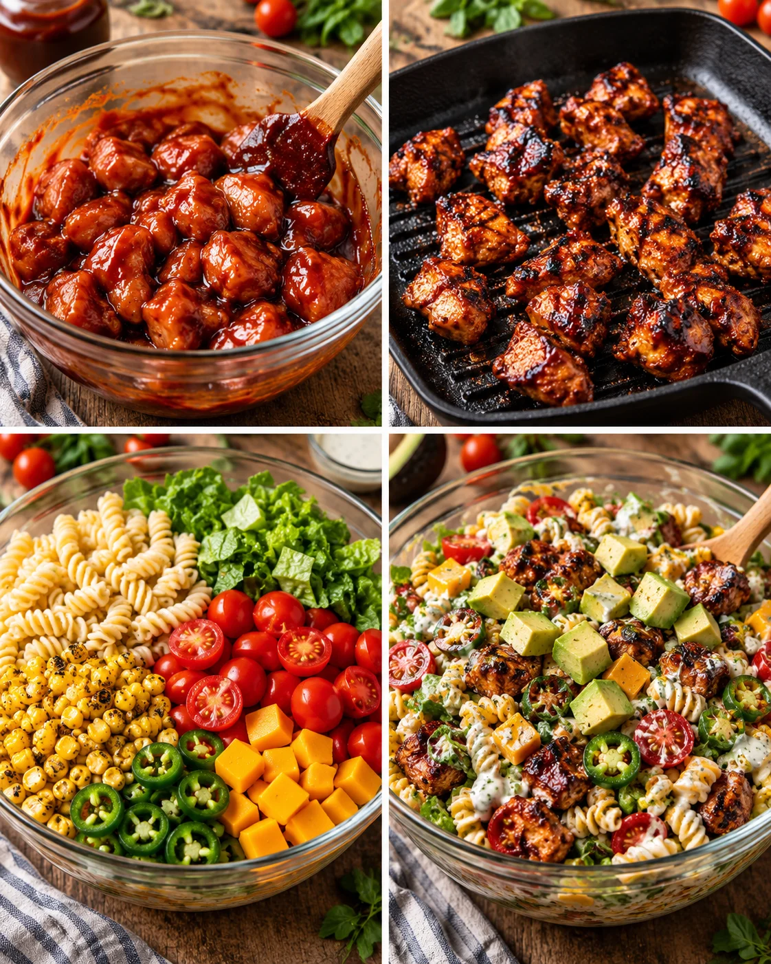 BBQ Chicken Ranch Pasta Salad. steps