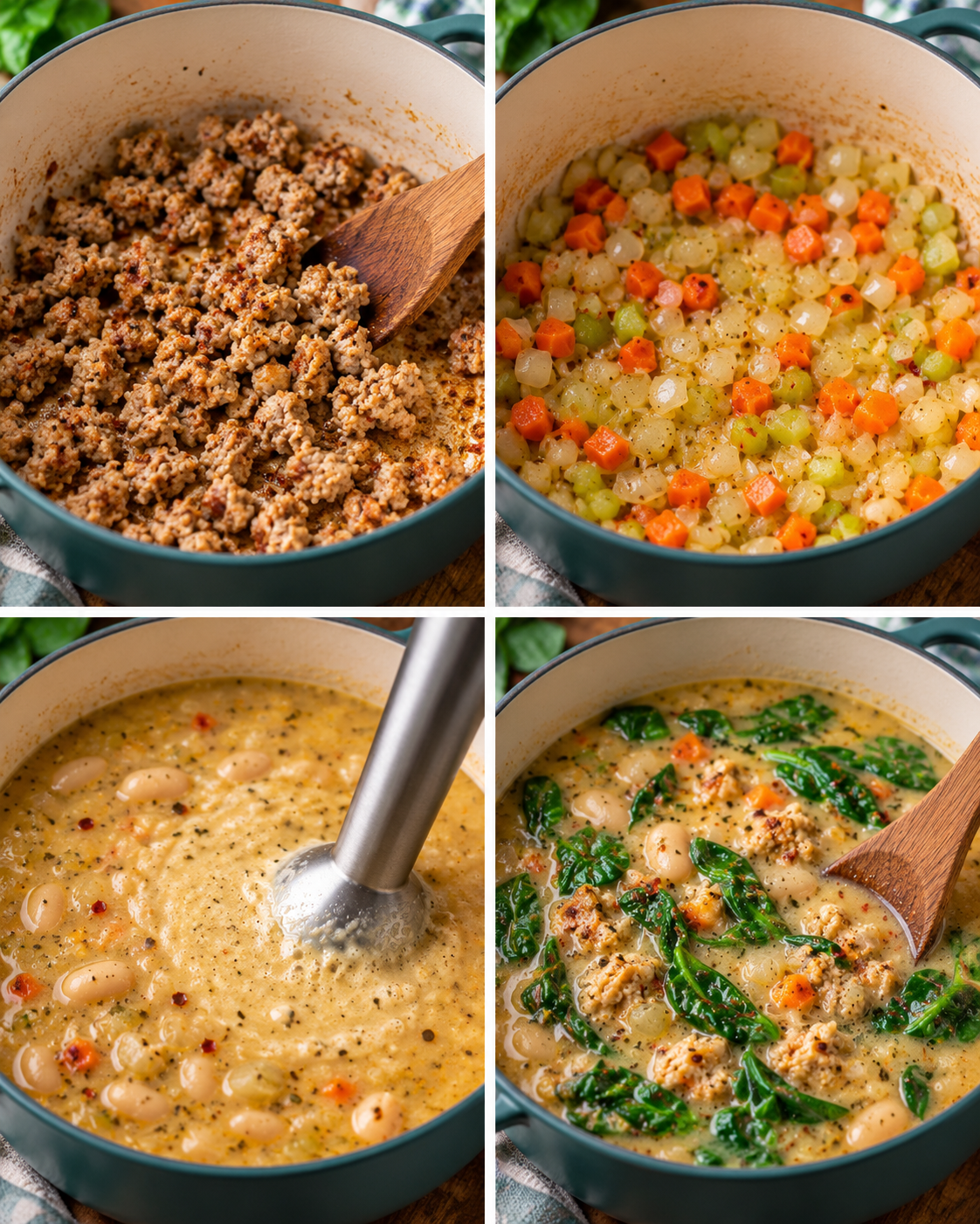 Creamy Tuscan White Bean Soup (High Protein) steps