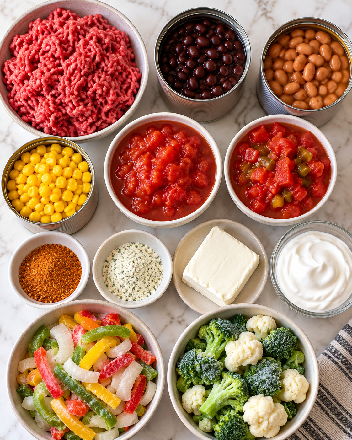High Protein Creamy Taco Soup ingredients