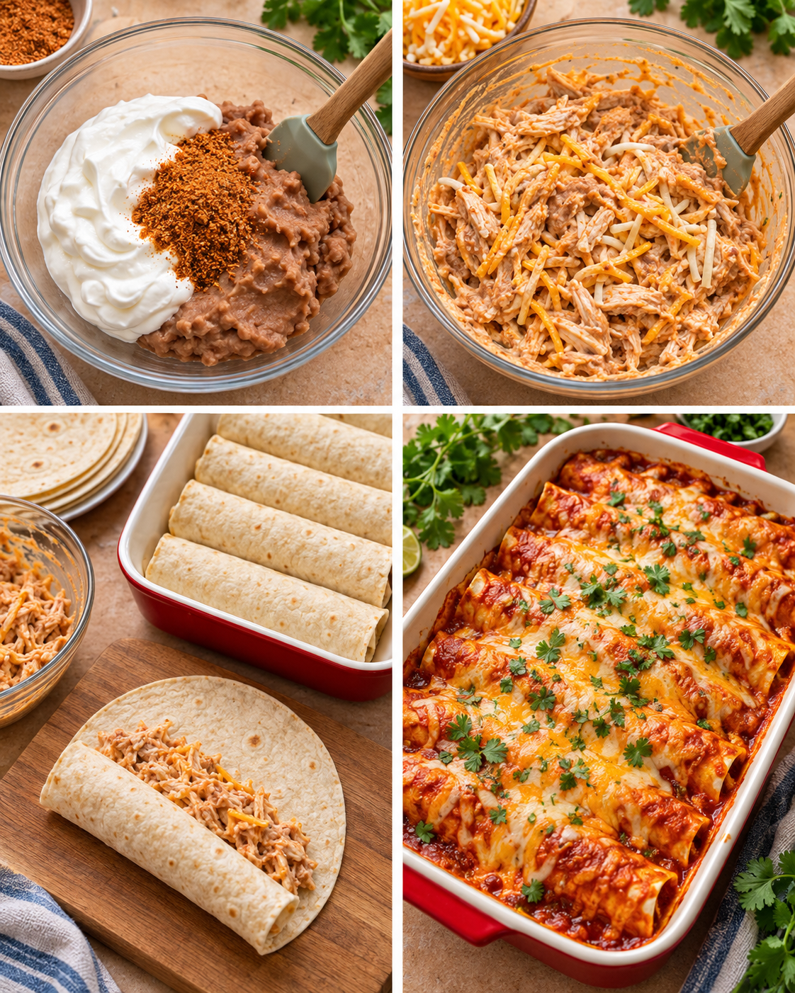 High Protein Chicken Enchiladas (30 minutes, 7 ingredients) steps