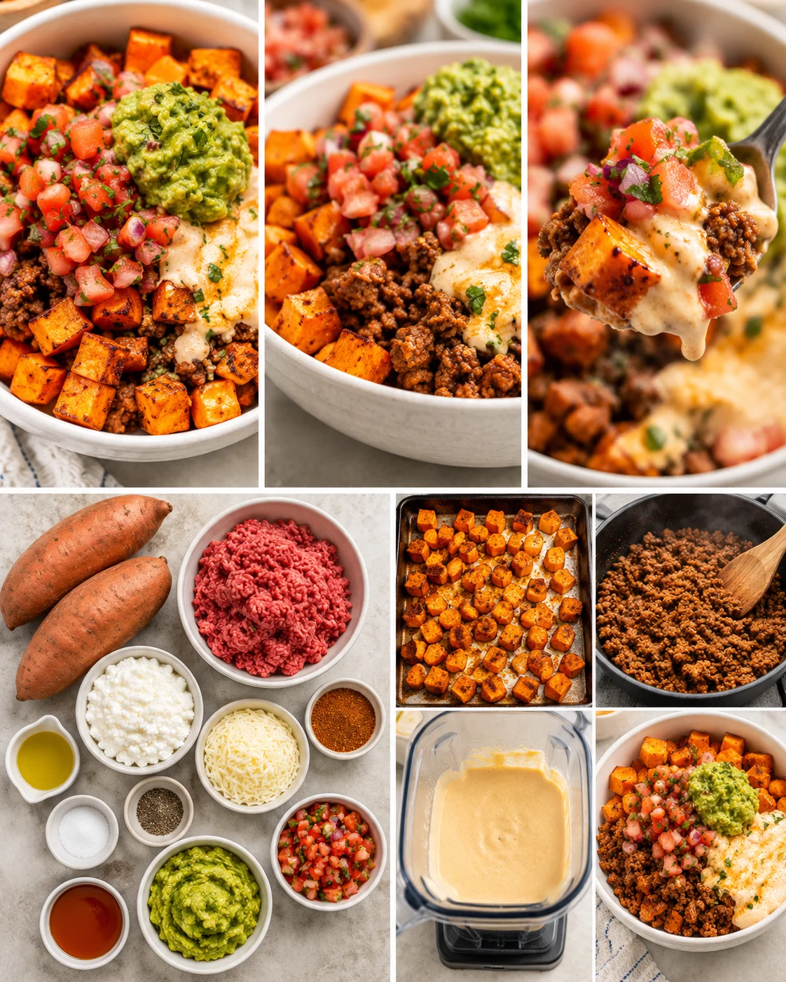 Southwest Ground Beef Bowl with Cottage Cheese Queso steps