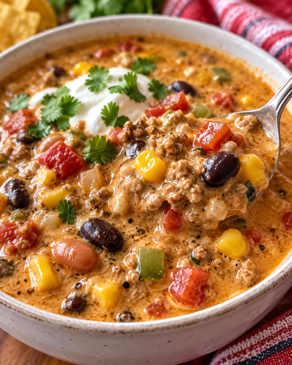High Protein Creamy Taco Soup hero
