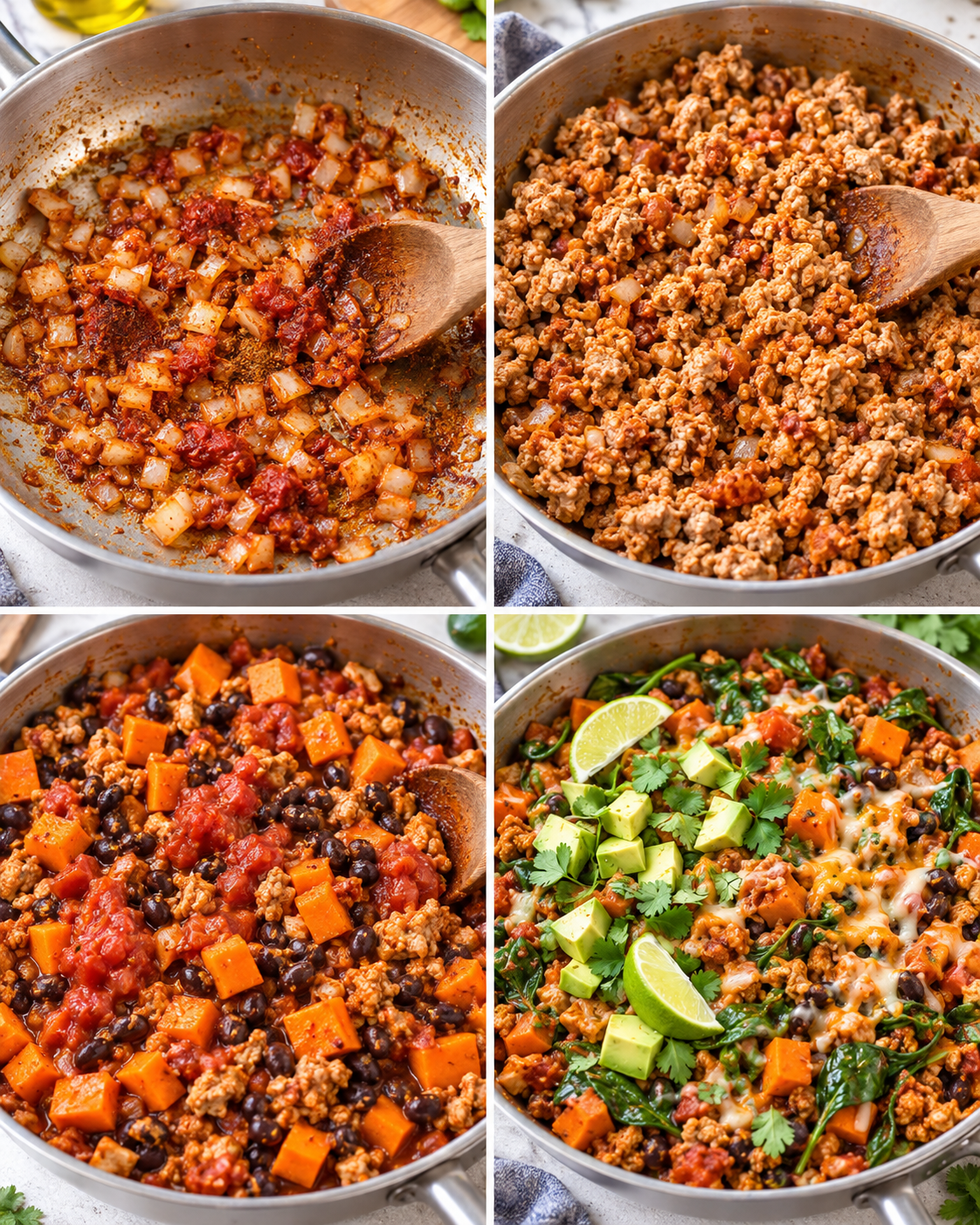 35 Minute Ground Turkey, Sweet Potato Taco Skillet steps