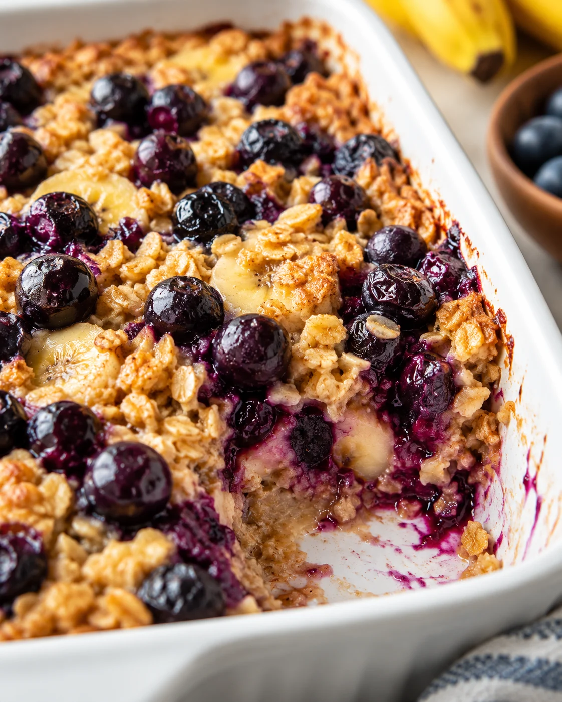 Baked Oatmeal with Blueberries and Bananas hero