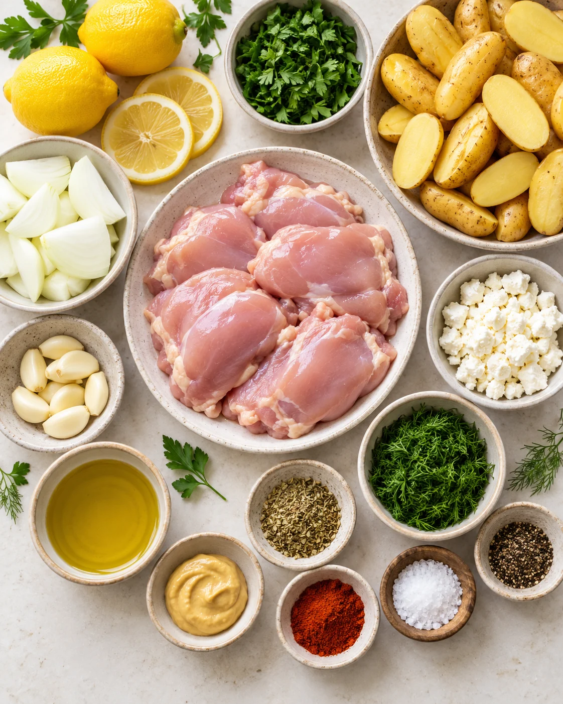 Sheet Pan Herby Lemon Garlic Chicken and Potatoes ingredients