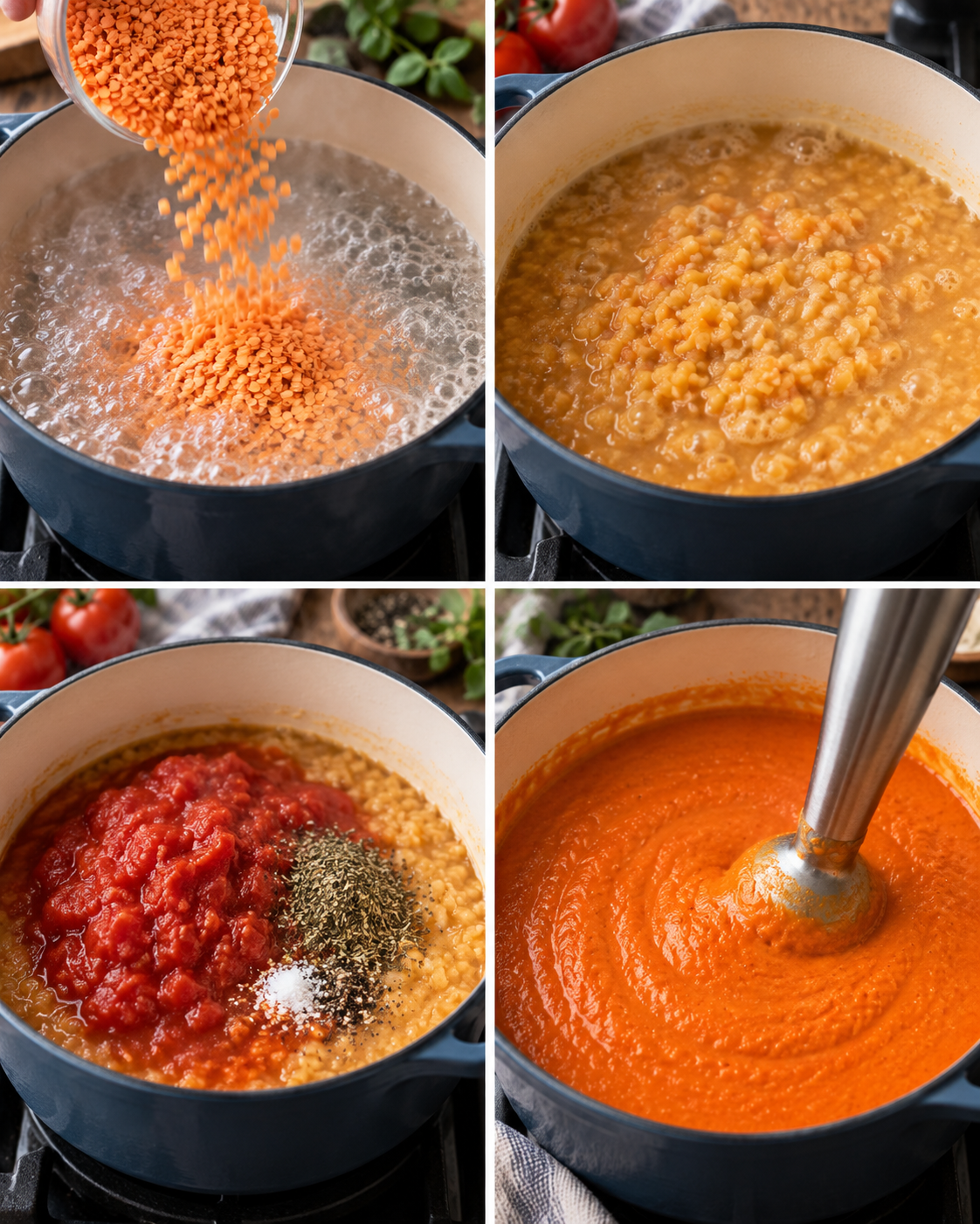 3-Ingredient Tomato Lentil Soup {vegan, high-protein, oil-free} steps